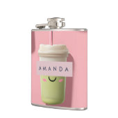 キュートパーソナライズされたかわいいパステルスムージー抹茶 フラスク (左)