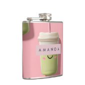 キュートパーソナライズされたかわいいパステルスムージー抹茶 フラスク (右)