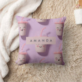 キュートパーソナライズされたかわいいパステルスムージー顔 クッション (ブランケット)