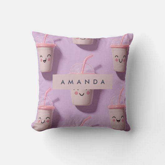 キュートパーソナライズされたかわいいパステルスムージー顔 クッション (正面)