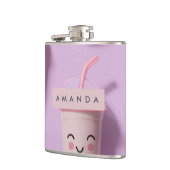 キュートパーソナライズされたかわいいパステルスムージー顔 フラスク (左)