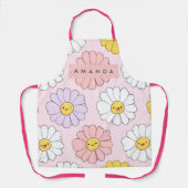 キュートパーソナライズされたかわいいパステルデイジーフラワー顔 エプロン (正面)