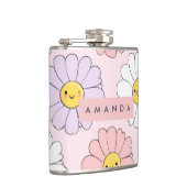 キュートパーソナライズされたかわいいパステルデイジーフラワー顔 フラスク (右)