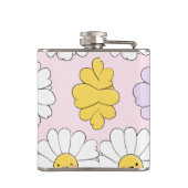キュートパーソナライズされたかわいいパステルデイジーフラワー顔 フラスク (裏面)
