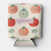 キュートパーソナライズされたかわいいパステルトマト顔 缶クーラー (正面)