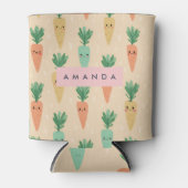 キュートパーソナライズされたかわいいパステルニンジン顔 缶クーラー (正面)