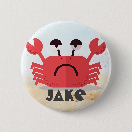 キュートパーソナライズされたとシンプルカラビーカニ 缶バッジ (正面)