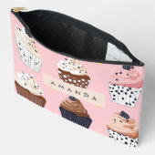 キュートパーソナライズされたなカップケーキ アクセサリーポーチ (見開き)