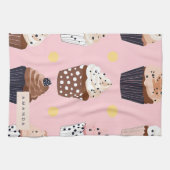 キュートパーソナライズされたなカップケーキ キッチンタオル (横)