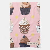 キュートパーソナライズされたなカップケーキ キッチンタオル (縦)