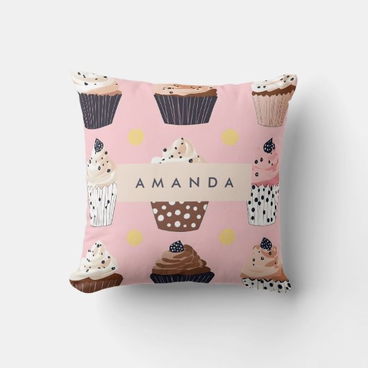 キュートパーソナライズされたなカップケーキ クッション (正面)