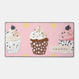 キュートパーソナライズされたなカップケーキ デスクマット