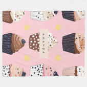 キュートパーソナライズされたなカップケーキ フリースブランケット (正面(横))