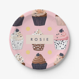 キュートパーソナライズされたなカップケーキ ペーパープレート