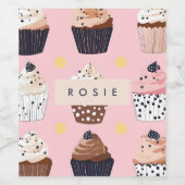 キュートパーソナライズされたなカップケーキ ワインラベル (シングルラベル)