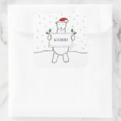 キュートパーソナライズされたなクリスマスのシロクマのクリスマス スクエアシール (バッグ)