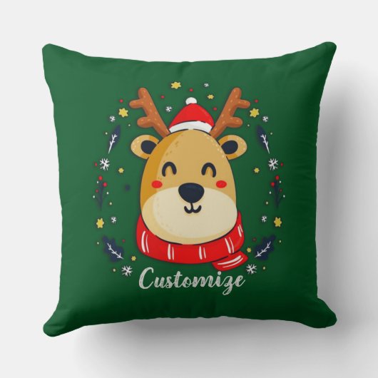 キュートパーソナライズされたなクリスマスのトナカイ クッション (裏面)