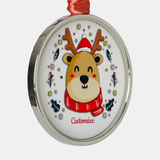 キュートパーソナライズされたなクリスマスのトナカイ メタルオーナメント (右)