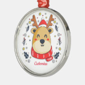 キュートパーソナライズされたなクリスマスのトナカイ メタルオーナメント (左)