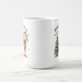 キュートパーソナライズされたなクリスマスの妖精と木 コーヒーマグカップ (中央)