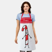 キュートパーソナライズされたなクリスマスキャンディーケーンエプロン エプロン (着用した状態)