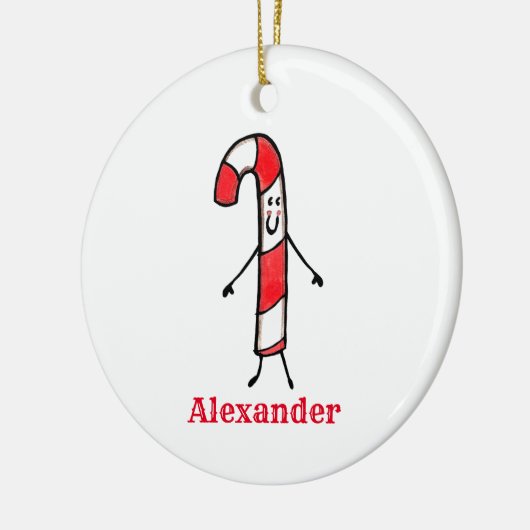 キュートパーソナライズされたなクリスマスキャンディーケーン セラミックオーナメント (左)