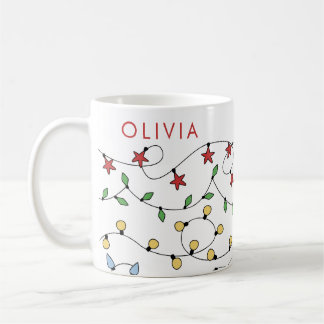 キュートパーソナライズされたなクリスマスストリングライト コーヒーマグカップ