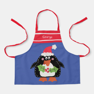 キュートパーソナライズされたなクリスマスペンギンのエプロン エプロン