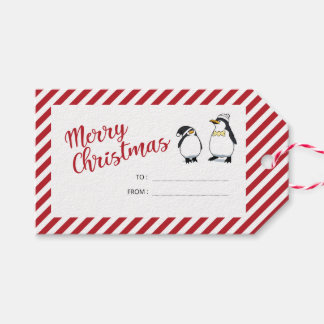 キュートパーソナライズされたなクリスマスペンギン ギフトタグ