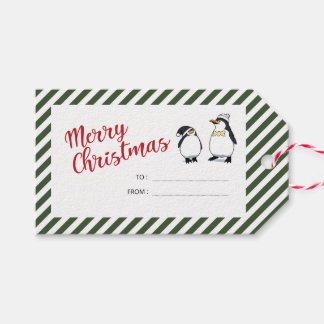 キュートパーソナライズされたなクリスマスペンギン ギフトタグ