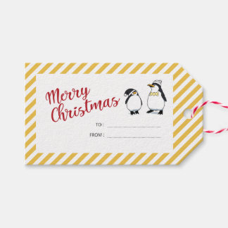 キュートパーソナライズされたなクリスマスペンギン ギフトタグ
