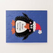 キュートパーソナライズされたなクリスマスペンギン ジグソーパズル (横)