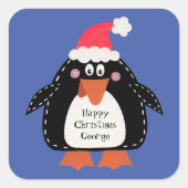 キュートパーソナライズされたなクリスマスペンギン スクエアシール (正面)