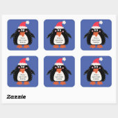 キュートパーソナライズされたなクリスマスペンギン スクエアシール (シート)