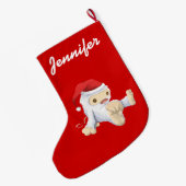 キュートパーソナライズされたなクリスマス雪モンスター玩具 ラージクリスマスストッキング (裏面 (吊り時))