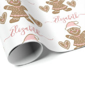 キュートパーソナライズされたなクリスマス・ジンジャーブレッドの少女 ラッピングペーパー (ロールコーナー)