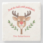キュートパーソナライズされたなトナカイの漬物 ストーンコースター (正面)
