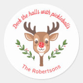 キュートパーソナライズされたなトナカイの漬物 ラウンドシール (正面)
