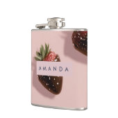キュートパーソナライズされたなピンクのチョコレートを漬けたイチゴ フラスク (左)