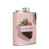 キュートパーソナライズされたなピンクのチョコレートを漬けたイチゴ フラスク (右)