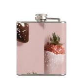 キュートパーソナライズされたなピンクのチョコレートを漬けたイチゴ フラスク (裏面)