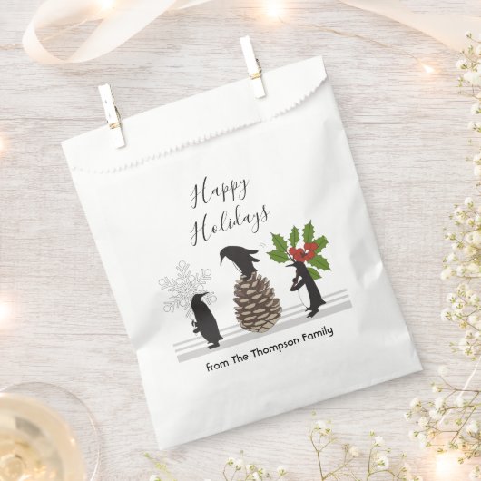 キュートパーソナライズされたなペおもしろいンギン フェイバーバッグ (クリップ留めされた状態)