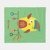 キュートパーソナライズされたな冬フクロウのクリスマス フリースブランケット (正面(横))