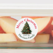 キュートパーソナライズされたな水彩クリスマスツリーの願い ラベル (貼付)