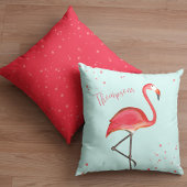 キュートパーソナライズされたな熱帯ピンクのフラミンゴ クッション
