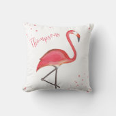 キュートパーソナライズされたな熱帯ピンクのフラミンゴ クッション (正面)