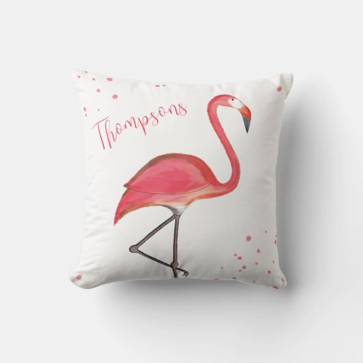 キュートパーソナライズされたな熱帯ピンクのフラミンゴ クッション (正面)