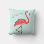 キュートパーソナライズされたな熱帯ピンクのフラミンゴ クッション (正面)