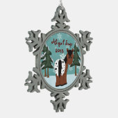 キュートパーソナライズされたアパロオサホースウィンターホリデー スノーフレークピューターオーナメント (左)