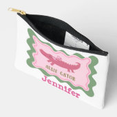 キュートパーソナライズされたアリゲーターペンシル アクセサリーポーチ (見開き)